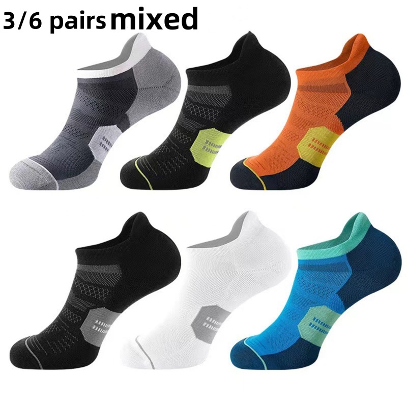 3/6 pares de meias barco invisíveis respiráveis e antiderrapantes para homens e mulheres, meias de corrida no tornozelo, meias de fitness ao ar livre