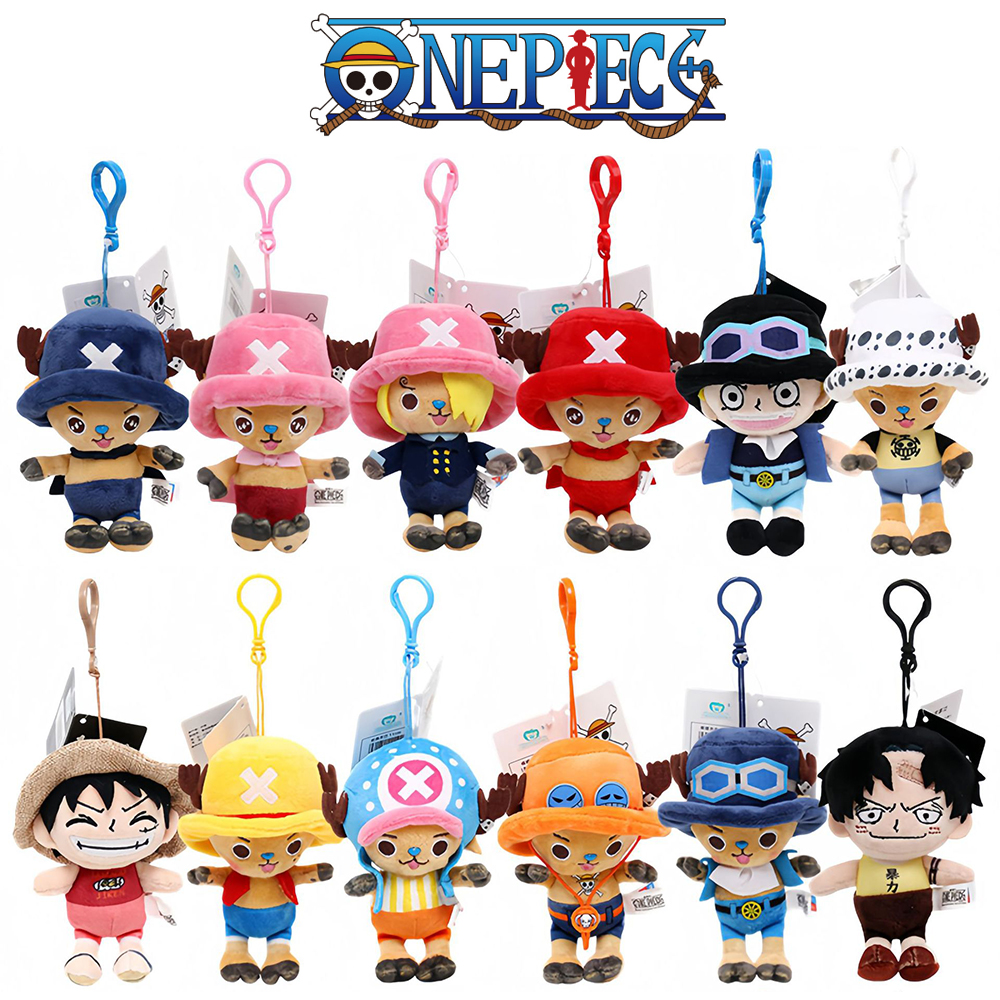 12 cm Anime One Piece Original Plüsch Anhänger Puppe Luffy Spielzeug Tony Chopper Laboon Sabo Schlüsselbund Weiche Angefüllte Rucksack Ornamente Spielzeug