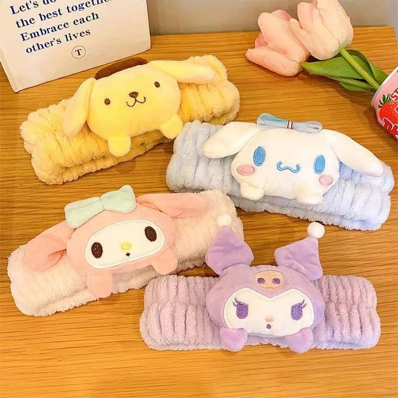 Zachte Kuromi Pluche Haarband Schattige My Melody Cinnamoroll Rekbare Antislip Hoofdband voor Meisje Make-Up Gezicht Wassen Haaraccessoires