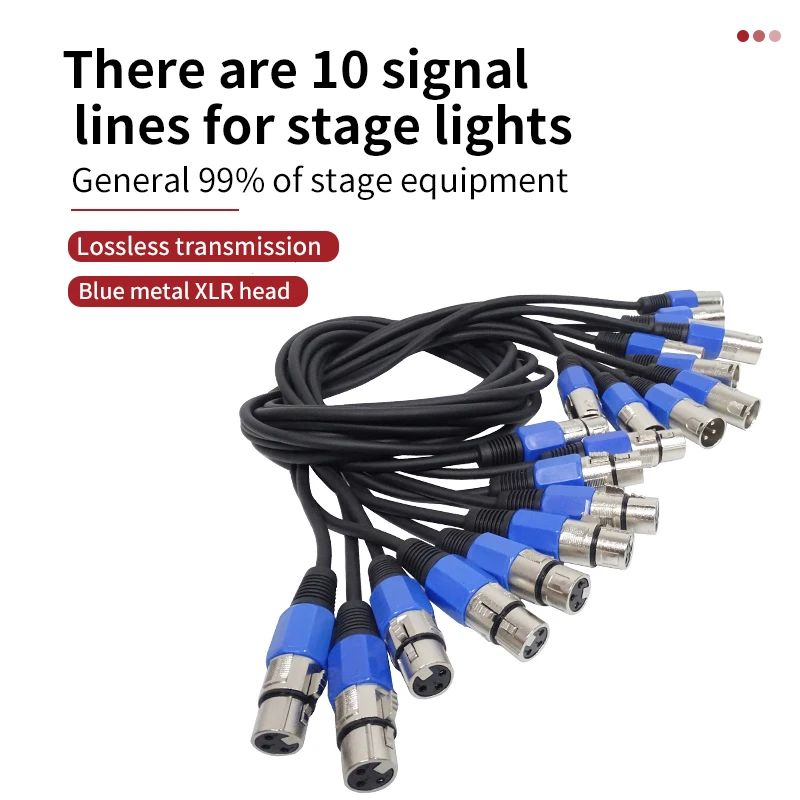 10 ชิ้น/ชุด 3 ขา DMX สายเวที DMX link line LED PAR stage light Dmx สาย Dj อุปกรณ์