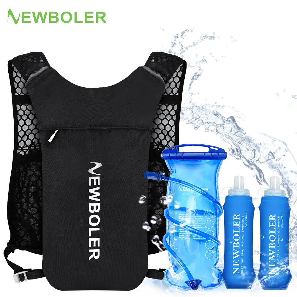 NEWBOLER Outdoor Trail Running Ultralekki plecak Hydration Kamizelka do biegania Oddychający plecak do biegania maratońskiego z butelką wody