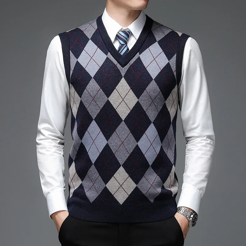 Qiu Dong Herren-Strickpullover, ärmellos, mittleres Alter und alte Herren, um warm zu bleiben, Ma3 Jia3, Freizeit-Körper, alltäglicher Pelzschal