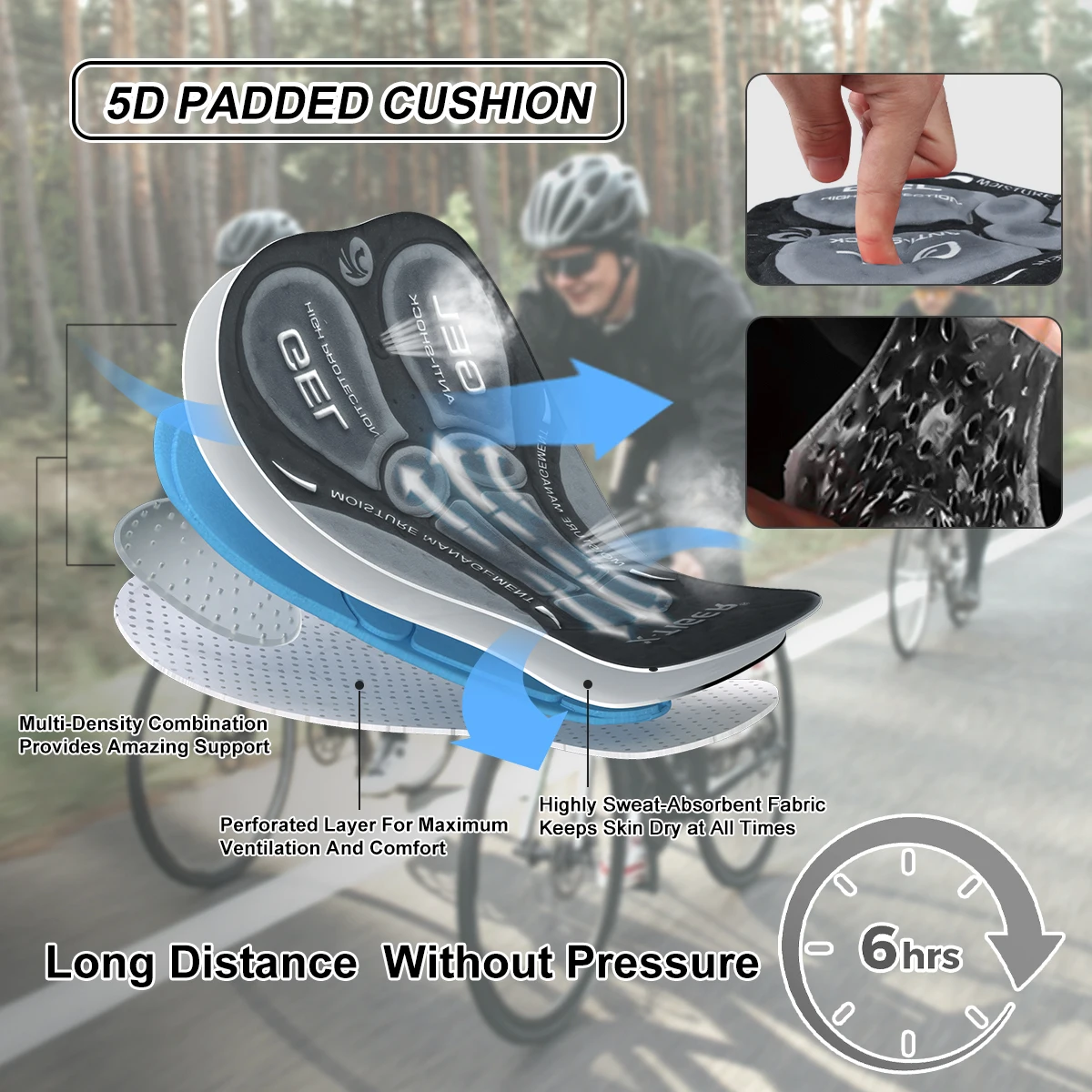 X-TIGER ชุดชั้นในขี่จักรยาน 5D เจล Pad Breathable ลื่นกางเกงขาสั้นจักรยานกันกระแทกจักรยานกางเกง MTB จักรยานขี่สั้น