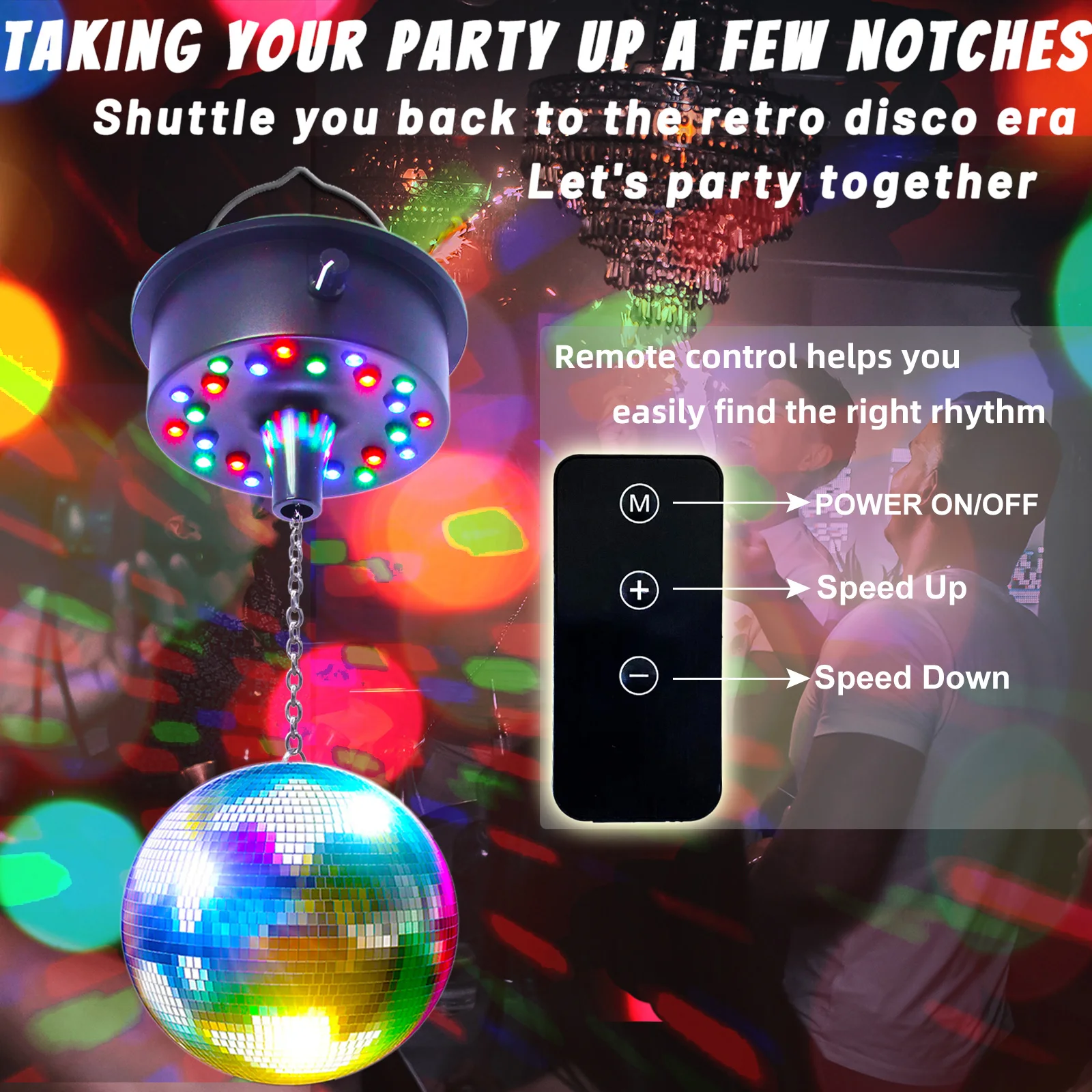 Remote Control Disco Ball Rotating Motor  5RPM--10RPM Adjustable Speed,Plug/Battery Powered Mirror Ball Motor  Ball Not Include