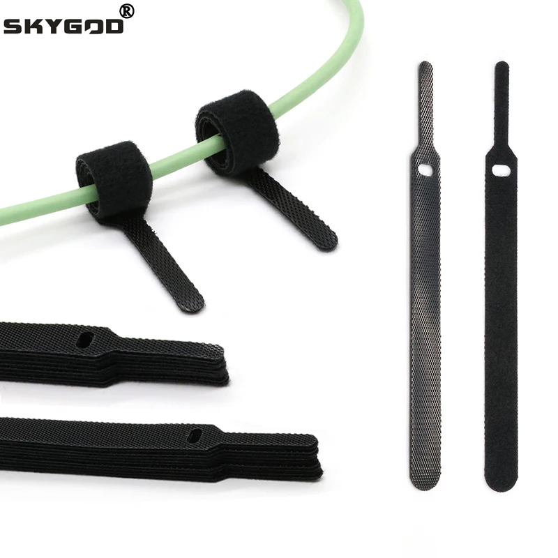 Releasable Cable Ties Nylon Hook Loop Black 150 200 300mm Straps Wrap Zip Bundle Bandage Tie Plastics Fastening Wire Organizer