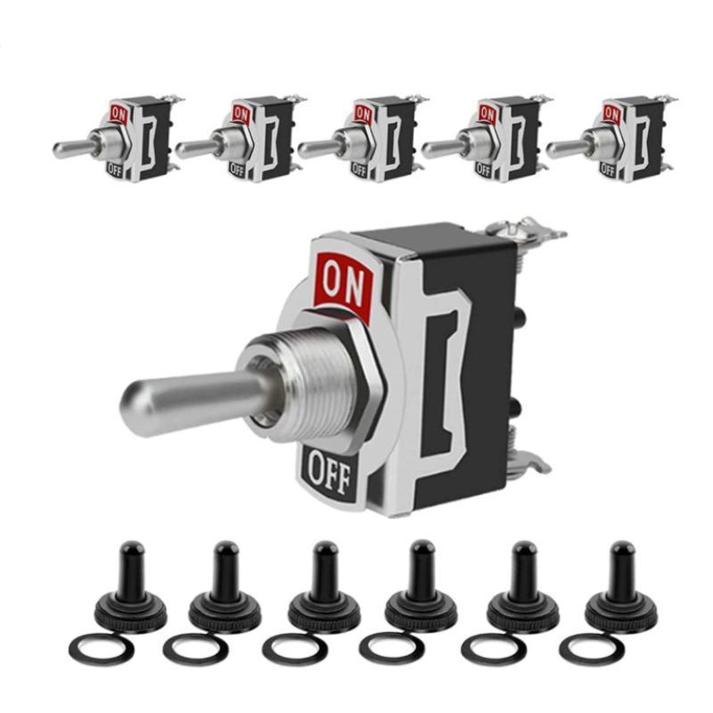 5 pçs resistente carro barco rocker interruptor de alternância 15a 250v 2pin spst ligar/desligar interruptores rocker com bota à prova dwaterproof água spst rocker interruptor