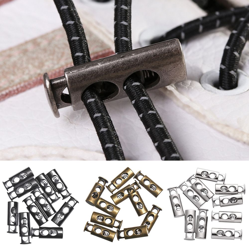 Accesorios de cordón para ropa deportiva, tope de cordón de doble orificio, abrazadera de Metal, palanca de bloqueo, 10 piezas, 4 colores