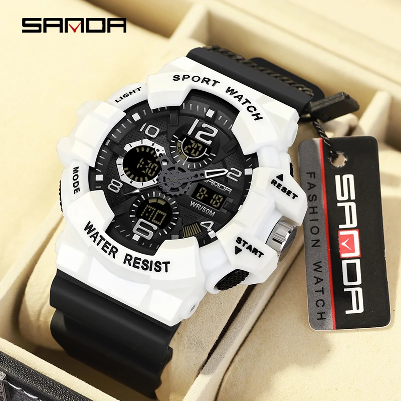 Marca SANDA, reloj militar estilo G, relojes deportivos digitales de choque para hombre, reloj de pulsera electrónico resistente al agua para hombre, relojes 2023