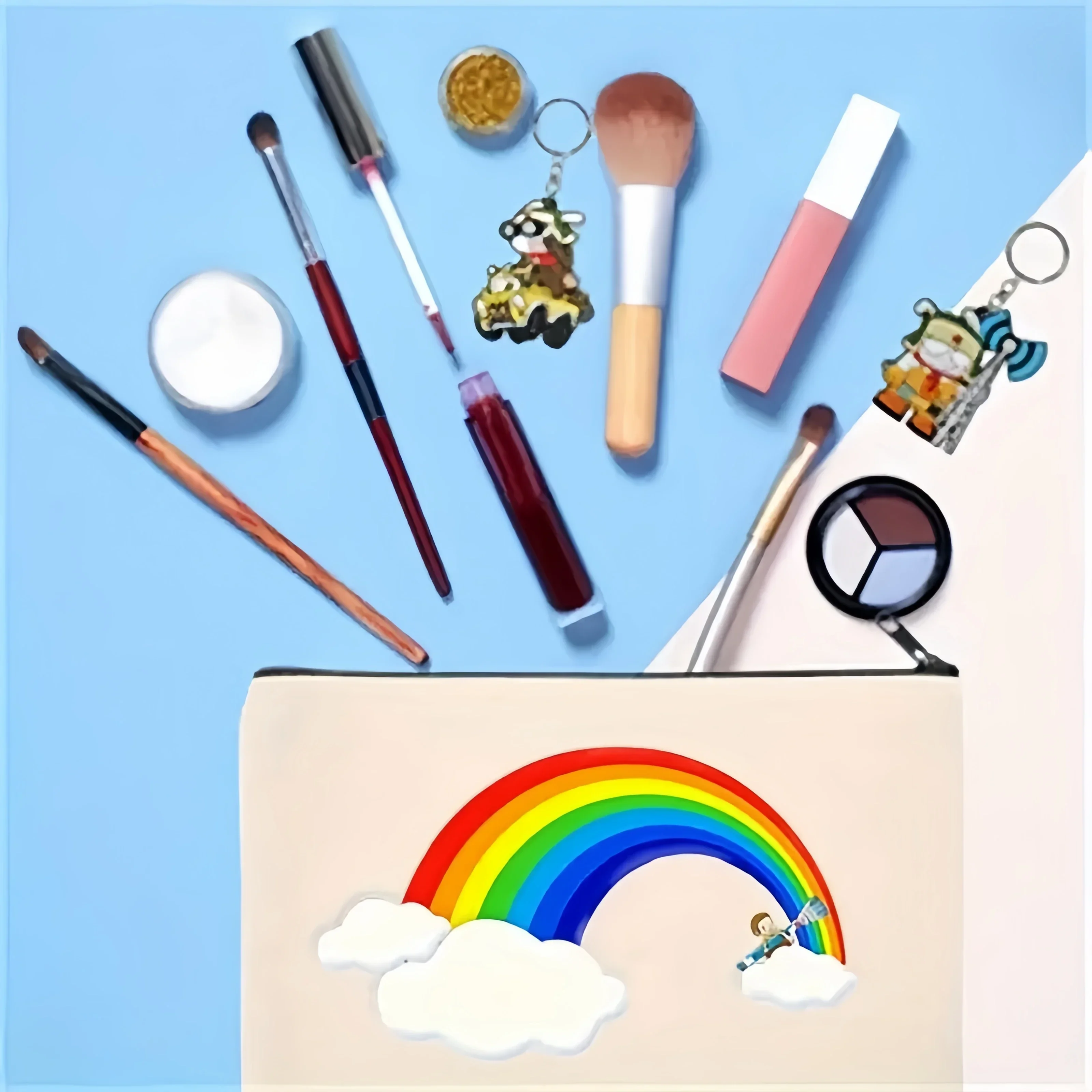 5 peças bolsa de lona em branco com zíper em massa, bolsa de maquiagem estojo de lápis para cosméticos e artesanato diy, dia da independência