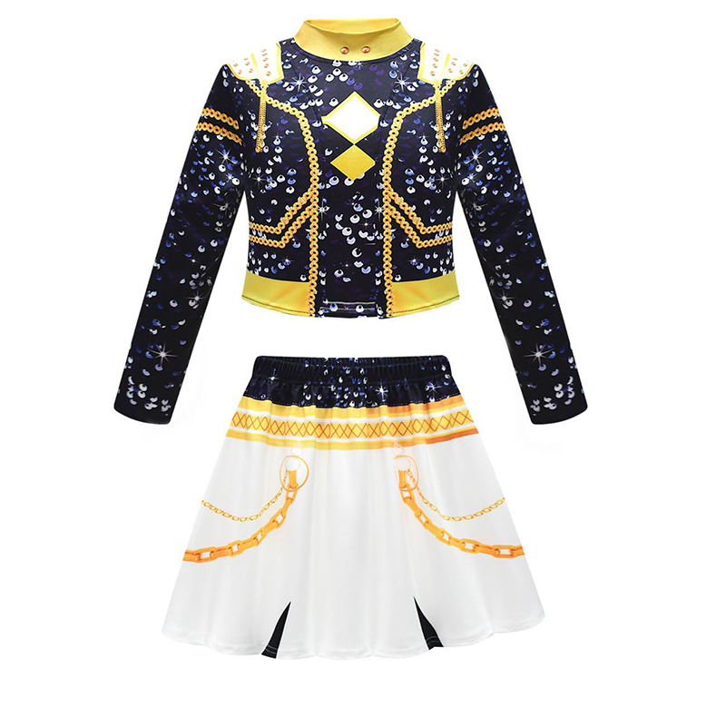Trajes de escenario de Mira Rumi Zoey para niños, disfraz negro, uniforme para niñas, fiesta de Halloween, juego de rol, trajes de disfraces estampados