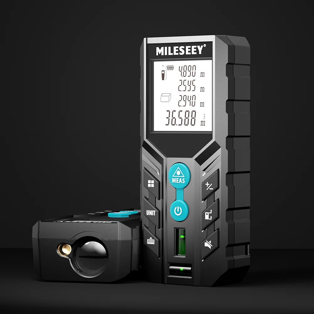 Mileseey D2 Laser Distance Meter,40m/120m Rangefinder,Rechargeable Angle Optional, Ft/M Unit, With Leveling Bubble Measure Tools