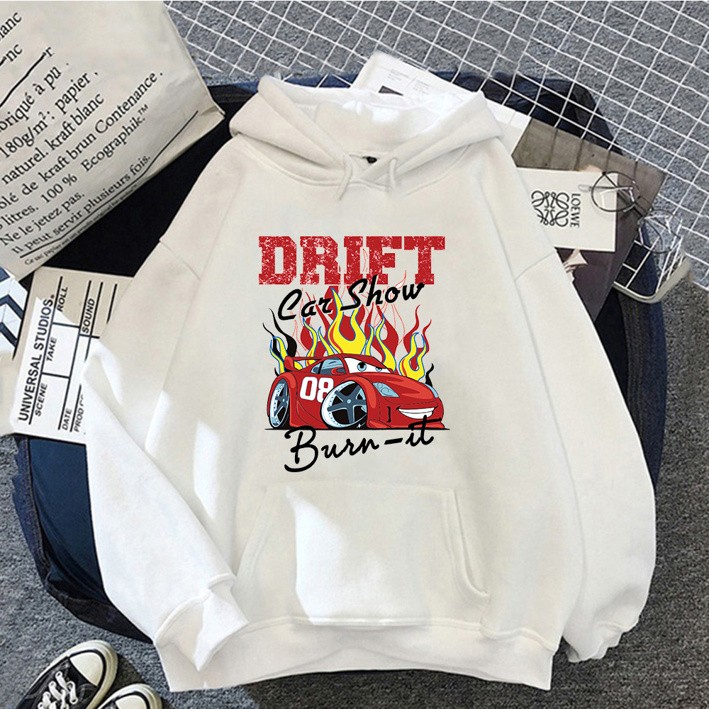 Женские винтажные толстовки с капюшоном и принтом «Тачки»