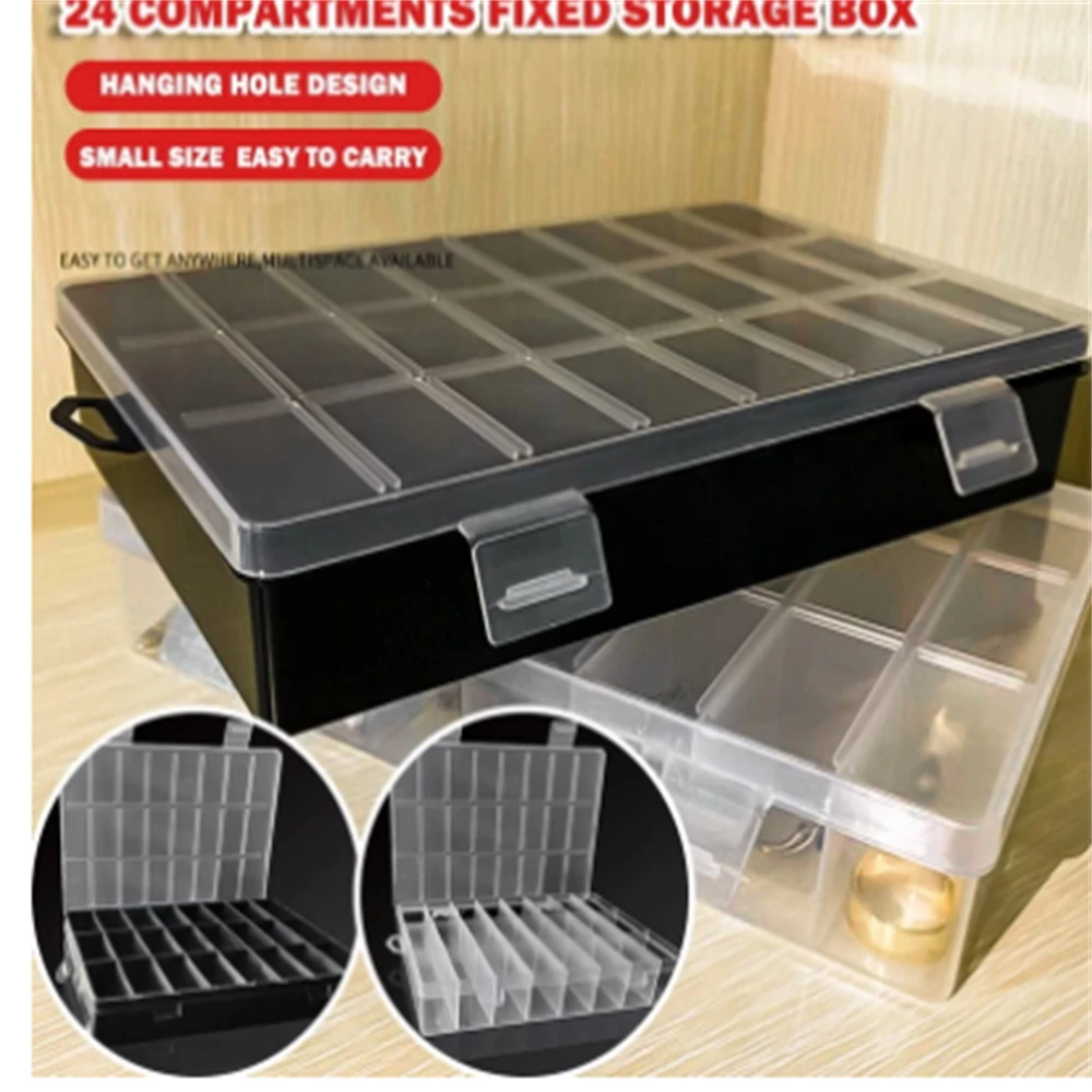 1 confezione di scatole di immagazzinaggio in plastica 24 griglie contenitore di plastica trasparente con vano portaoggetti per artigianato, perline, gioielli, articoli