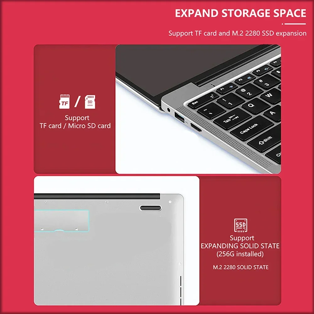 14,1-calowy komputer przenośny Celeron N4000 Windows 11 Pro do pracy biurowej - 8 GB pamięci RAM MAX 1 TB SSD - 2,4 G i 5,0 G WiFi, Bluetooth