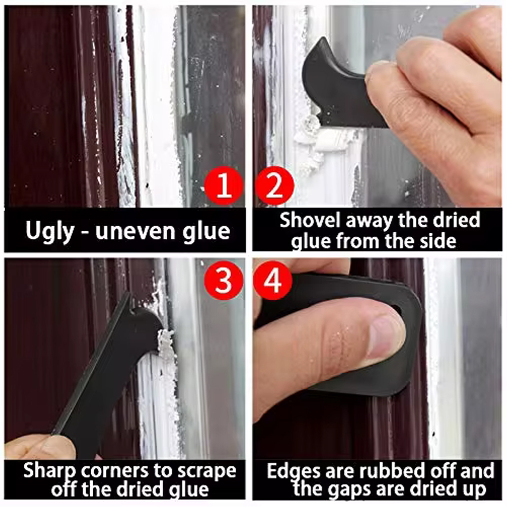 Rascador de silicona 5 en 1, escurridor, removedor de pegamento, cuchillo, ángulo de calafateo, paleta de grietas de belleza, herramienta, raspador de lechada, Kit multifuncional para el hogar