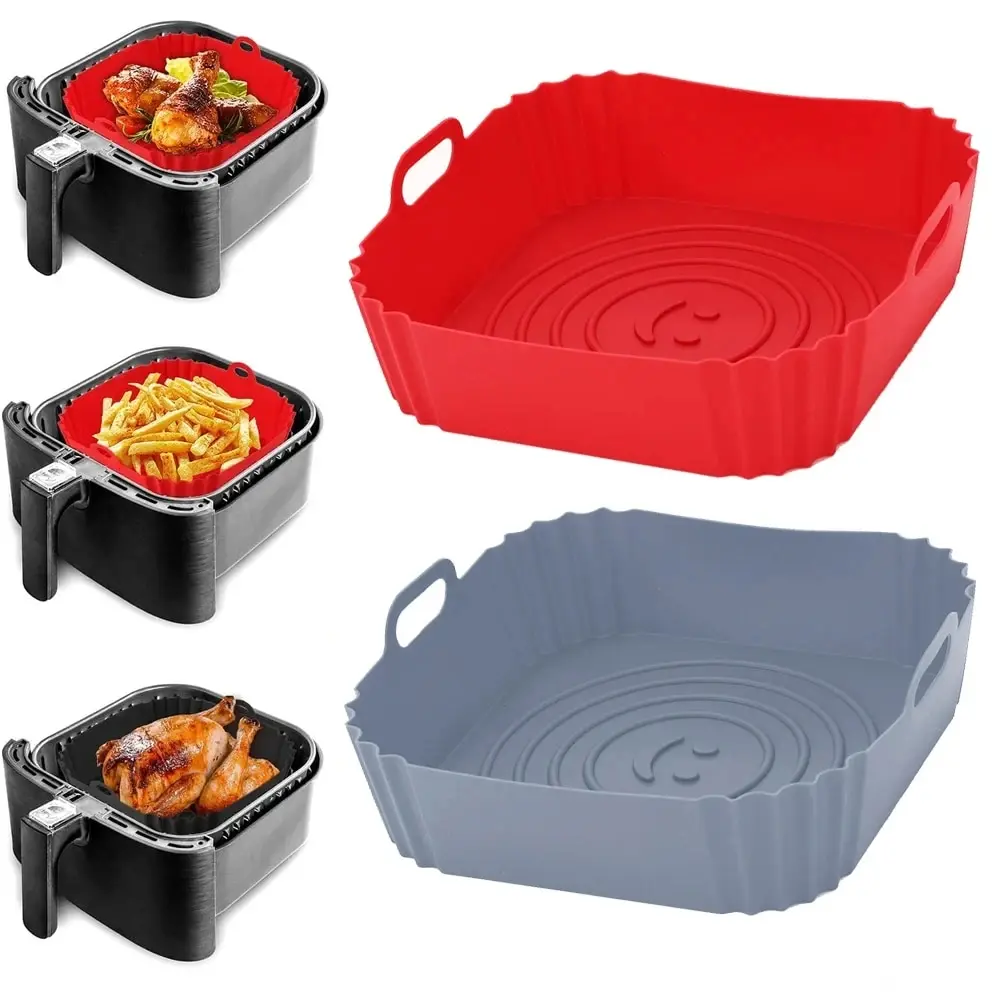 1PC wielokrotnego użytku Airfryer Pan Liner akcesoria silikonowe frytkownice powietrzne blacha do pieczenia w piekarniku Pizza smażony kurczak Airfryer silikonowy kosz