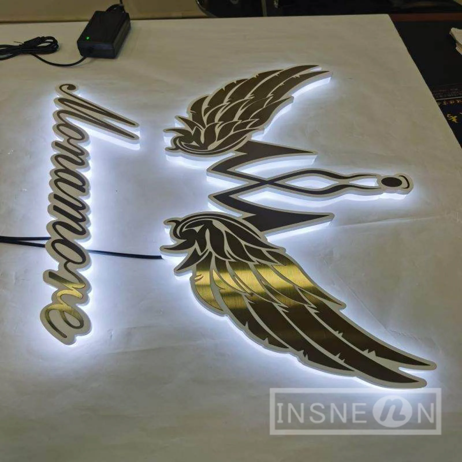Segnaletica retroilluminata Segnaletica a LED per ufficio aziendale per interni ed esterni in metallo acrilico con caratteri luminosi 3D