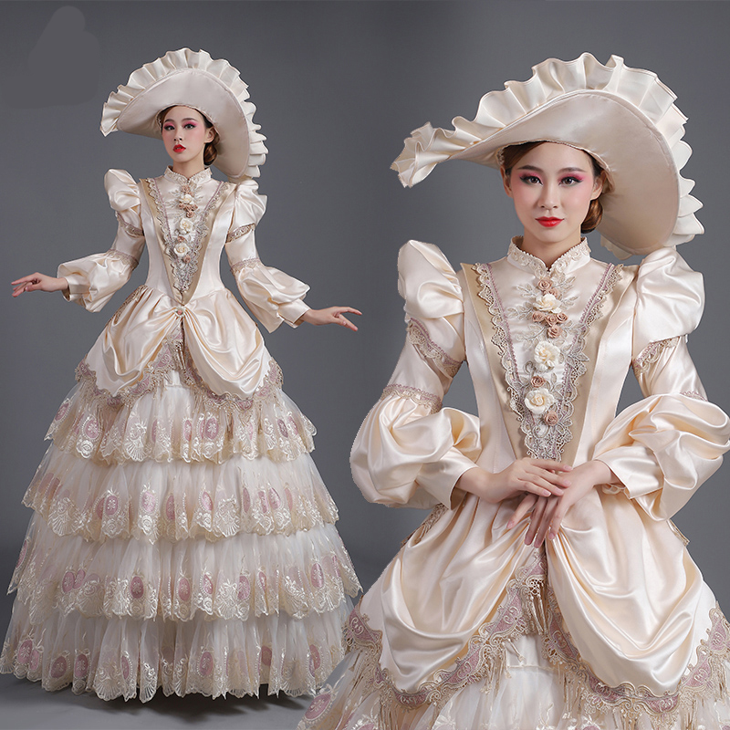 18th Century ผู้หญิง Marie Antoinette ชุดยาว Victorian Rococo Gowns ย้อนหลังโรงละครเสื้อผ้า