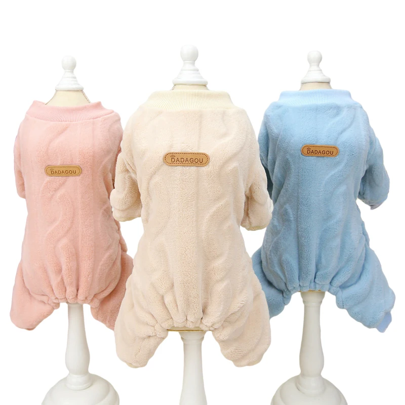 Mono de lana cálido para perros, pijamas para perros pequeños y medianos, ropa para gatos, ropa para Chihuahua Yorkie, abrigo Shih Tzu, trajes para caniche Pug