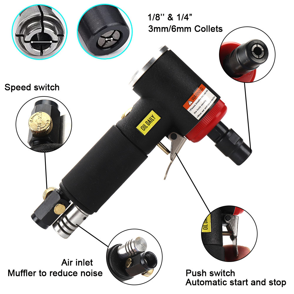 NuoDun Air Angle Die Grinder 90 Graus Mini Máquina de Gravura Profissional Conjunto 1/4 de Alta Velocidade ​ ​ Ferramenta de polimento de moedor pneumático