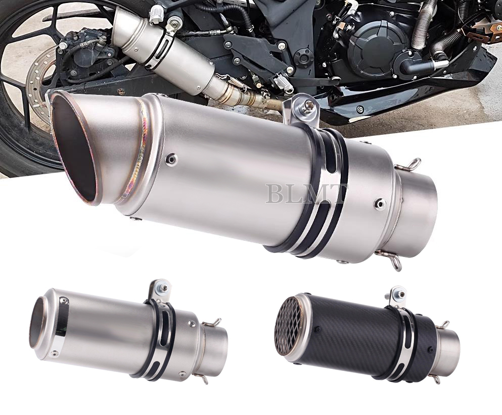 Universal 51/60mm motocicleta sc escape inox silenciador de fibra carbono com db assassino para z900 r3 r25 mt07 mt09 r1 z400 z650