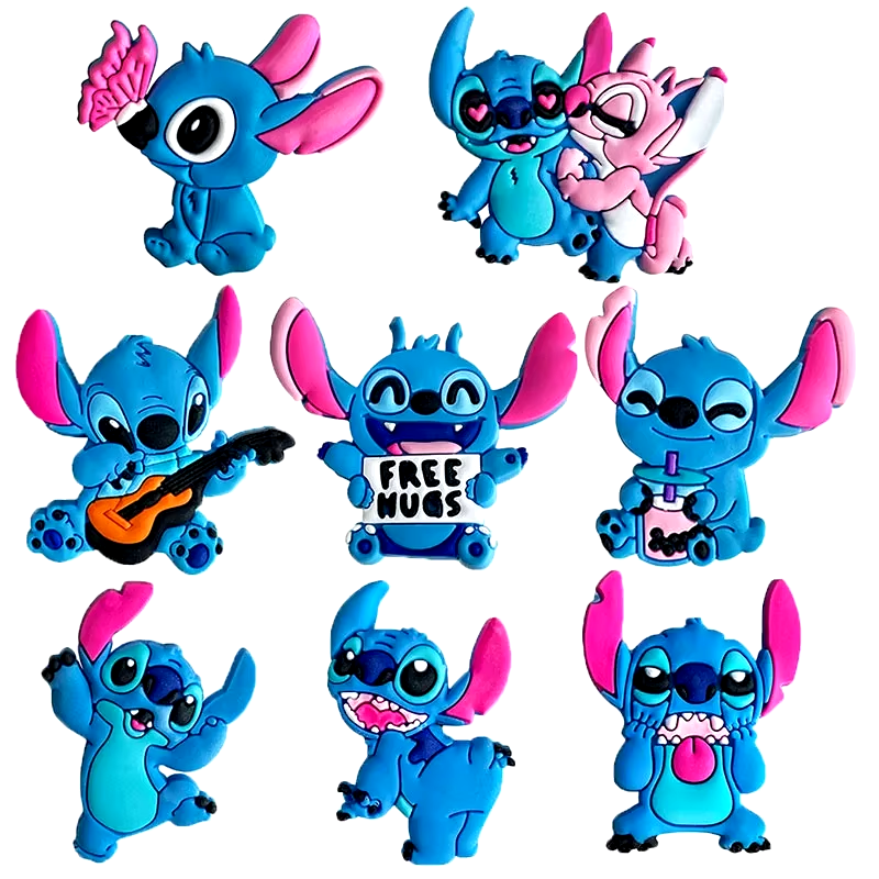 MINISO 8-22 sztuk Disney Stitch zawieszki do butów Cartoon DIY akcesoria do butów dla drewniaków sandały dekoracje prezenty bożonarodzeniowe dla dzieci