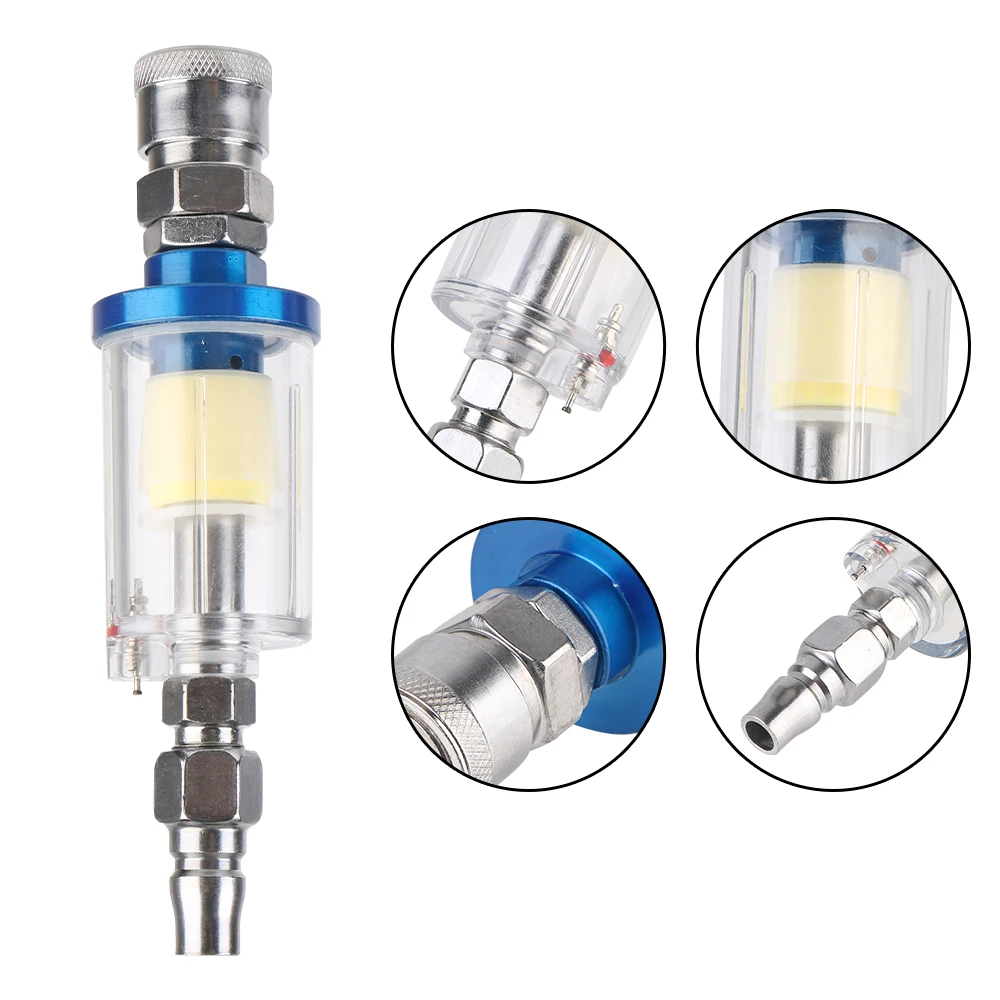 Trappola per l'acqua Pittura trasparente Separatore di umidità Kit filtro separatore acqua olio aria Strumento compressore d'aria spruzzatore filettato da 1/4 di pollice