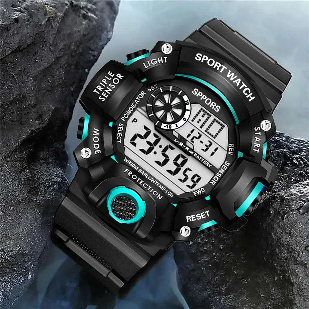 Reloj YIKAZE Y73 para hombre, reloj de pulsera electrónico deportivo Digital, reloj deportivo multifuncional resistente al agua con alarma luminosa para hombre