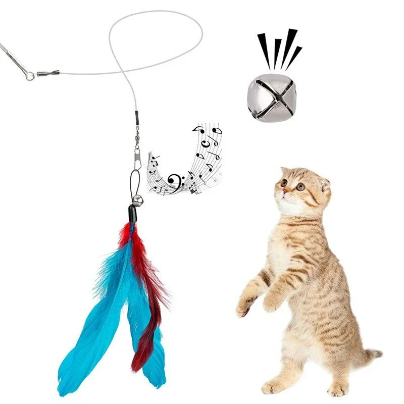 Juego de juguetes de plumas para gatos de repuesto, cabezal de repuesto de plumas, palo retráctil para gatos, productos para gatos, 11 Uds.