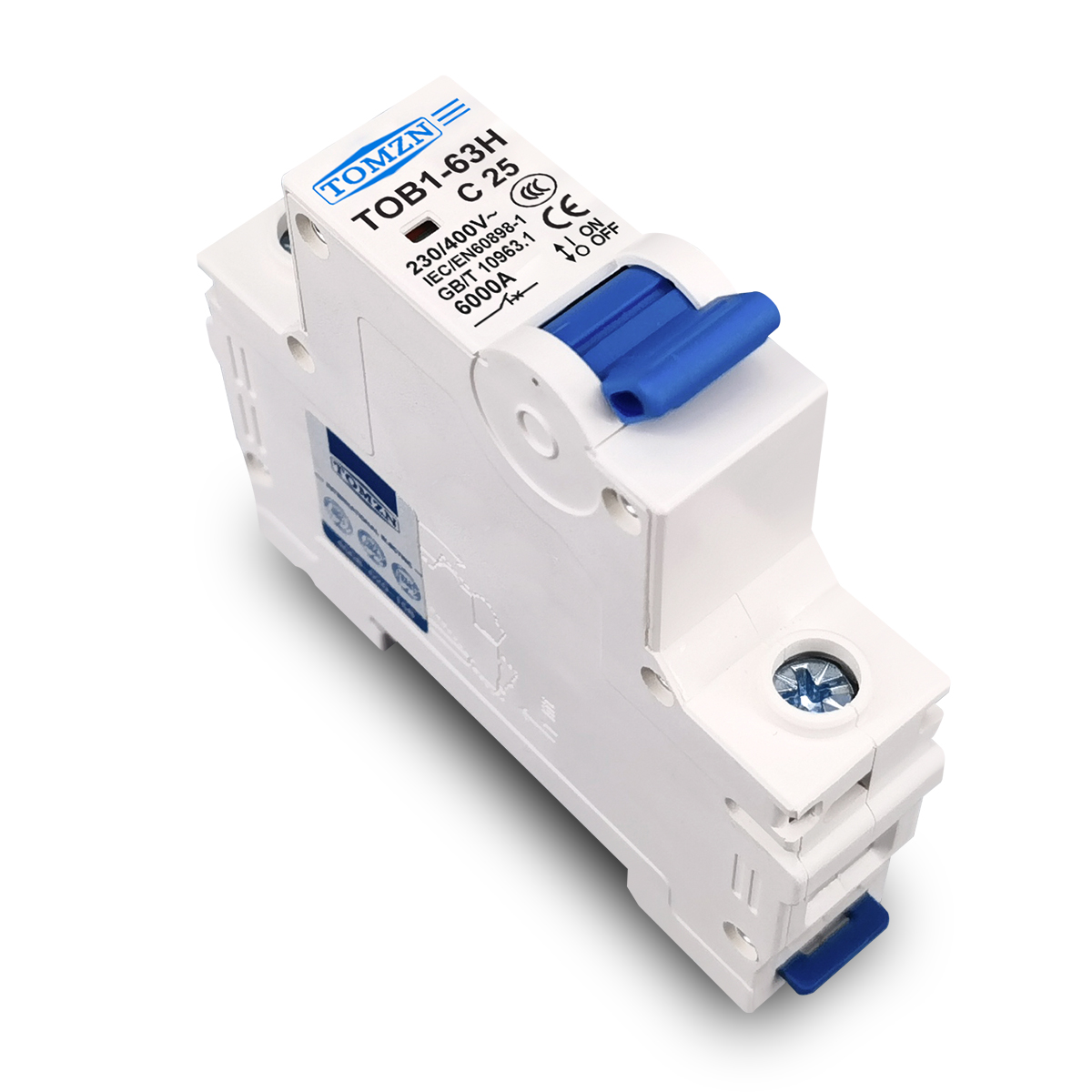 AC MCB TOB1-63H C-Kurve 230/400V~ 50HZ/60HZ Mini-Leistungsschalter 1P 2P 3P 4P 3A 6A 10A 16A 20A 25A 32A 40A 50A 63A