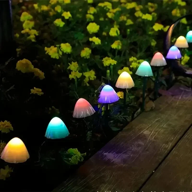 10 LED พลังงานแสงอาทิตย์ไฟเห็ดกันน้ํากลางแจ้งตกแต่งไฟถนนสําหรับสนามหญ้าสวนลานตกแต่งวันหยุดคริสต์มาส