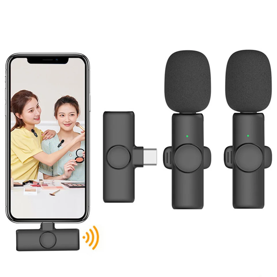 New Professional Wireless Lavalier Microphone for iPhone iPad Laptop Android Live Gaming Video Recording Interview Business Mic