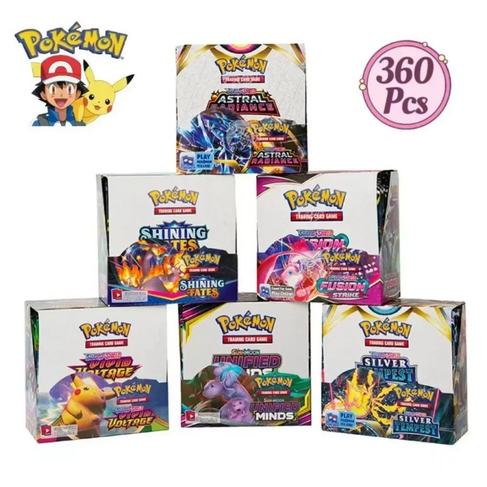 ใหม่ 360 ชิ้นกล่องการ์ด Pokemon Shining Fates สไตล์ภาษาอังกฤษ Booster Battle Carte Trading Card คอลเลกชันเกมการ์ดของเล่นเด็กของขวัญ