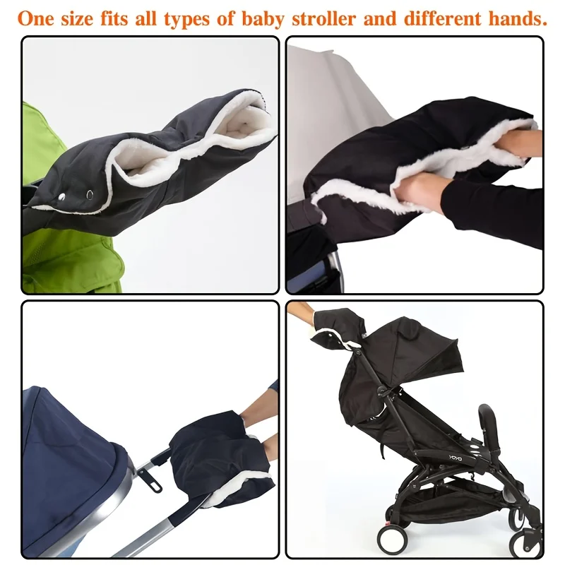 1 Set Gloves Glove Baby Stroller Accessories  Keep Stroller Warm Gloves W Detachable Warm Fleece Windproof Warm Handbags