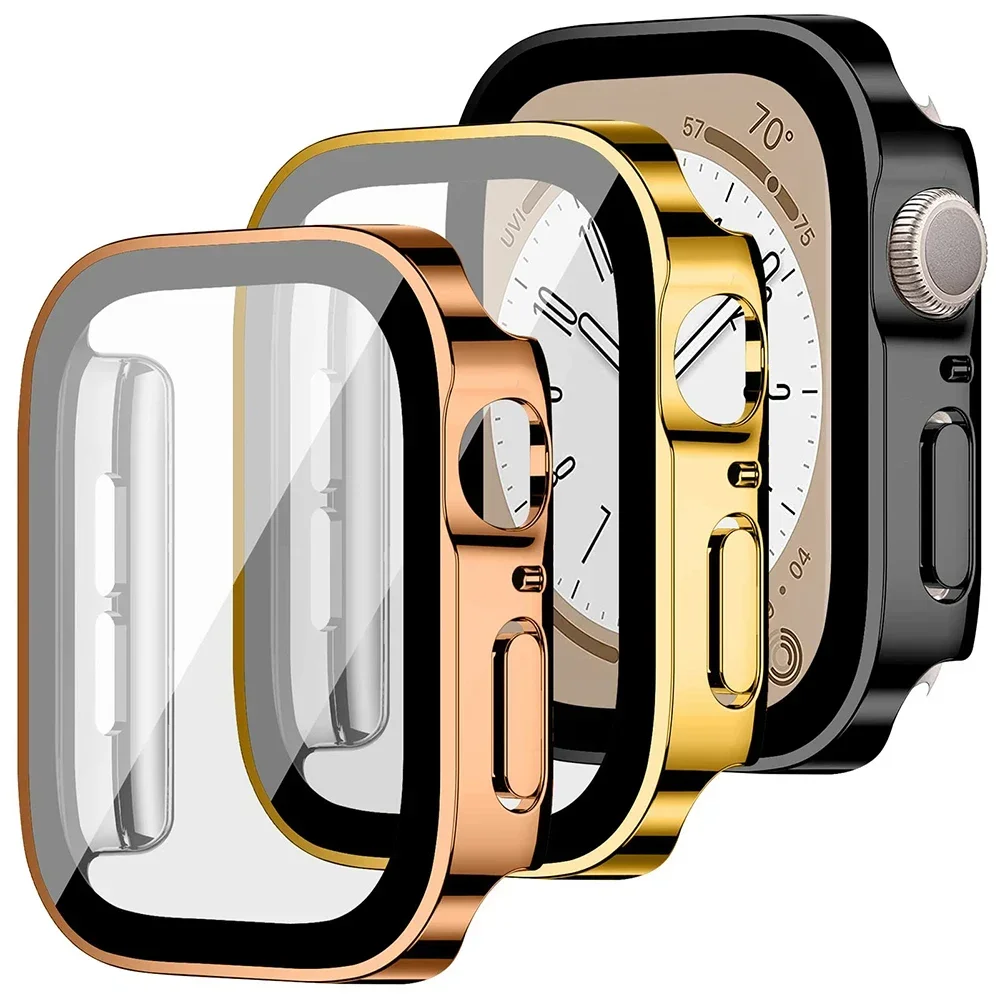 45mm 41mm 44mm caso com protetor ultra fino duro pc borda reta anti-risco capa protetora para apple iwatch série
