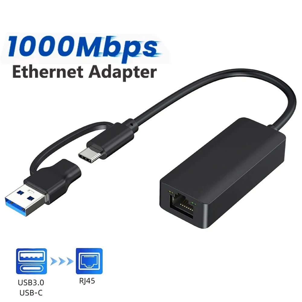 Ethernet-адаптер USB Type-C, 1000 Мбит/с, USB 3,0, RJ45 ,USB Type C Ethernet Adapter 1000Mbps USB 3.0 RJ45 Network Card For MacBook PC Windows XP 7 8 10 Android USB Lan Internet Cable