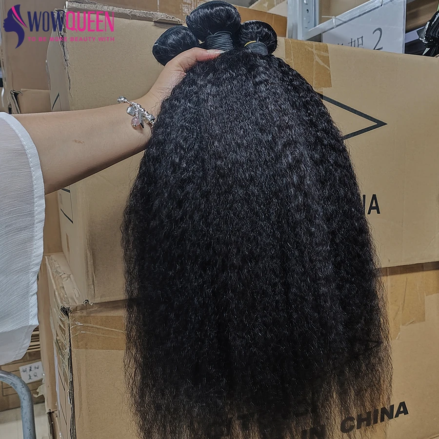 Kinky em linha reta feixes de cabelo humano 30 32 Polegada extensões de cabelo remy para as mulheres grosso yaki em linha reta feixes tecer cabelo humano cru