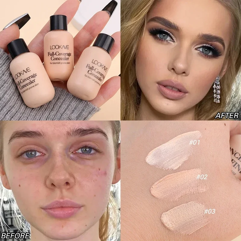 Crema correctora líquida de cobertura completa, maquillaje Invisible de 12ml, crema para ojeras, Base facial, Base de maquillaje resistente al agua, cosméticos