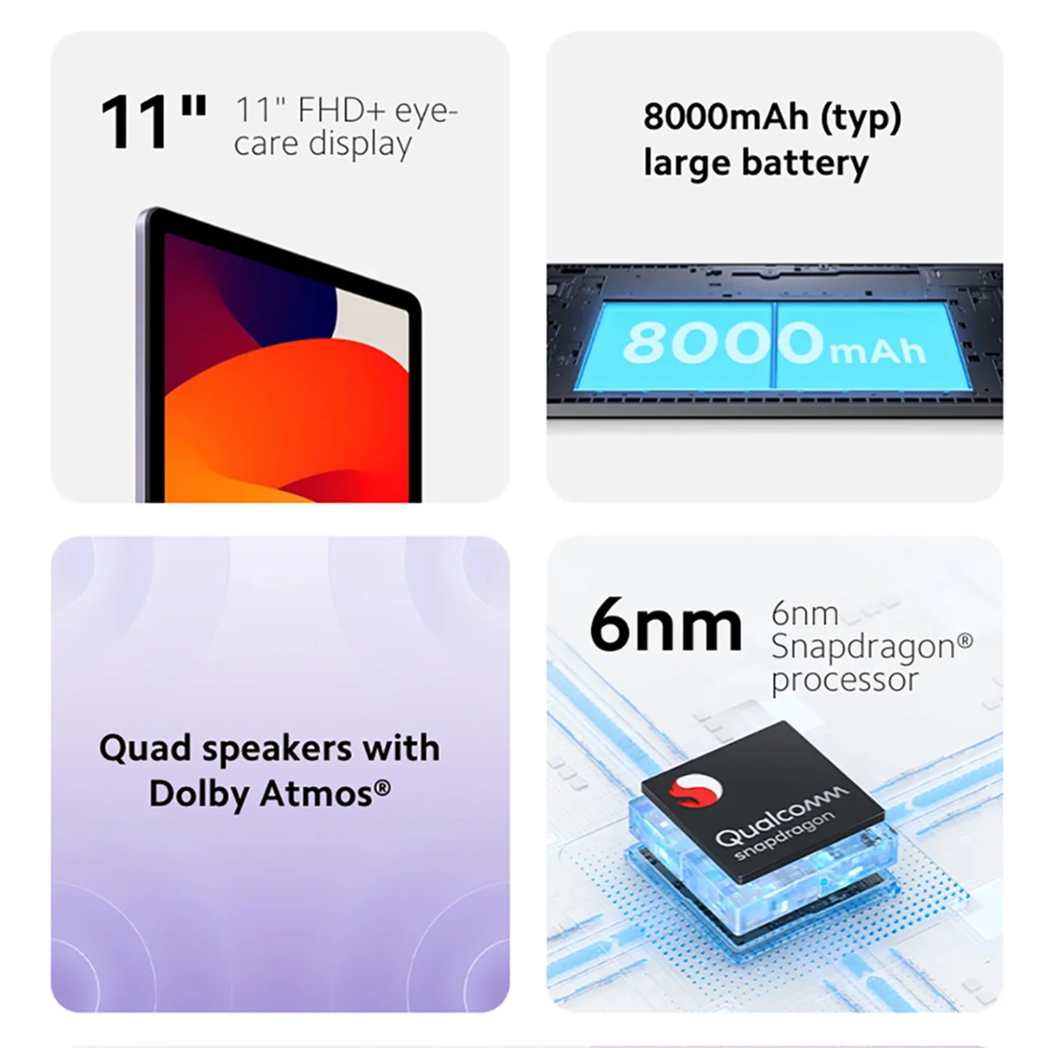 Xiaomi Redmi Pad SE 11" 4+128GB WIFI Global Version Snapdragon® 680 5MP Front Camera 8000mAh AI Face Unlock Quad Speaker 33W