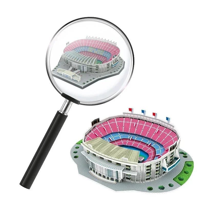 Miniaturowe boisko do piłki nożnej 3D DIY Puzzle światowej sławy stadiony modele gra piłkarska zabawki peryferyjne fani zabawki urodzinowe prezenty DDJ