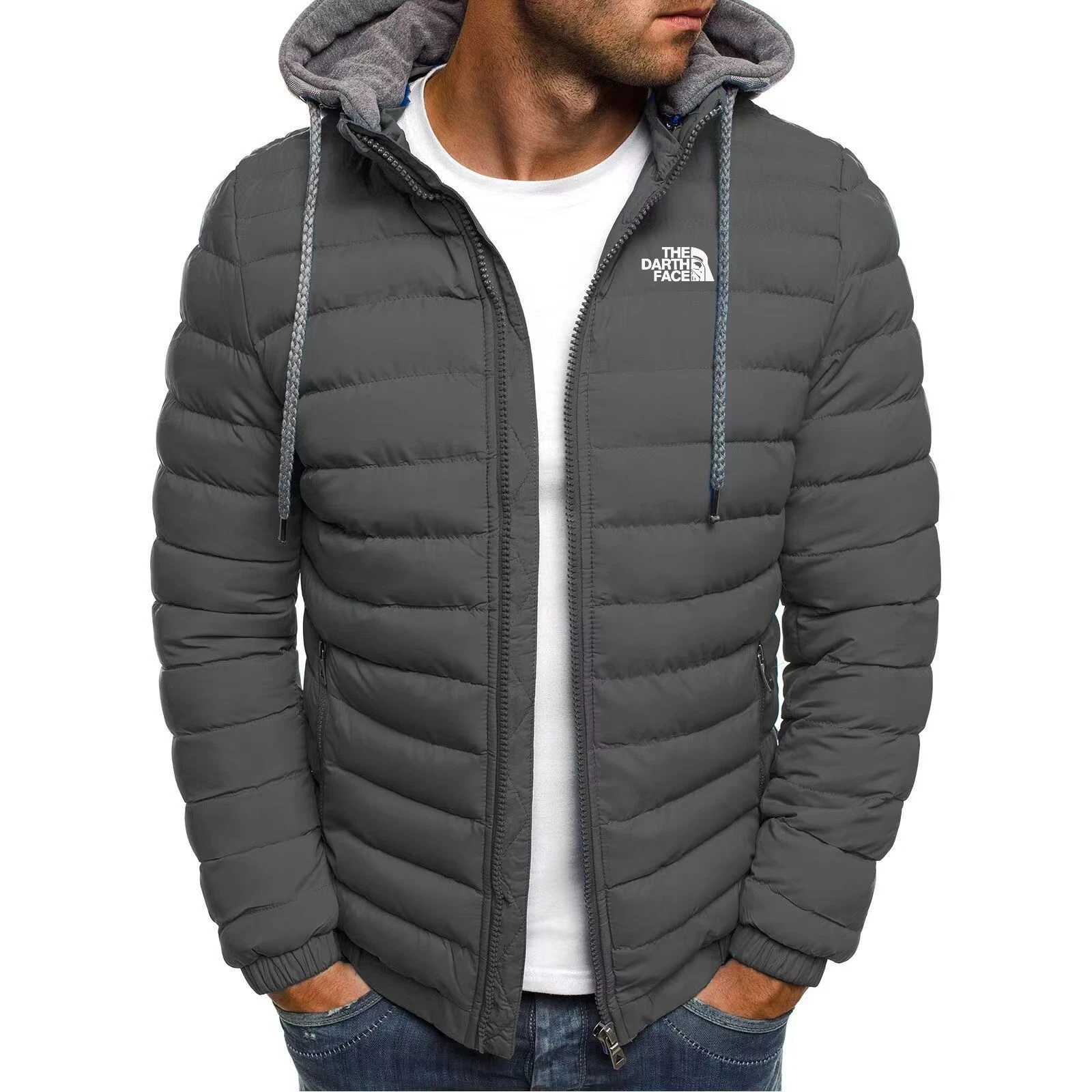 Chaqueta 2024 para hombre y mujer, Top cálido de algodón, abrigo de plumón resistente al viento, moda estampada, ligero con cremallera, estilo callejero de invierno