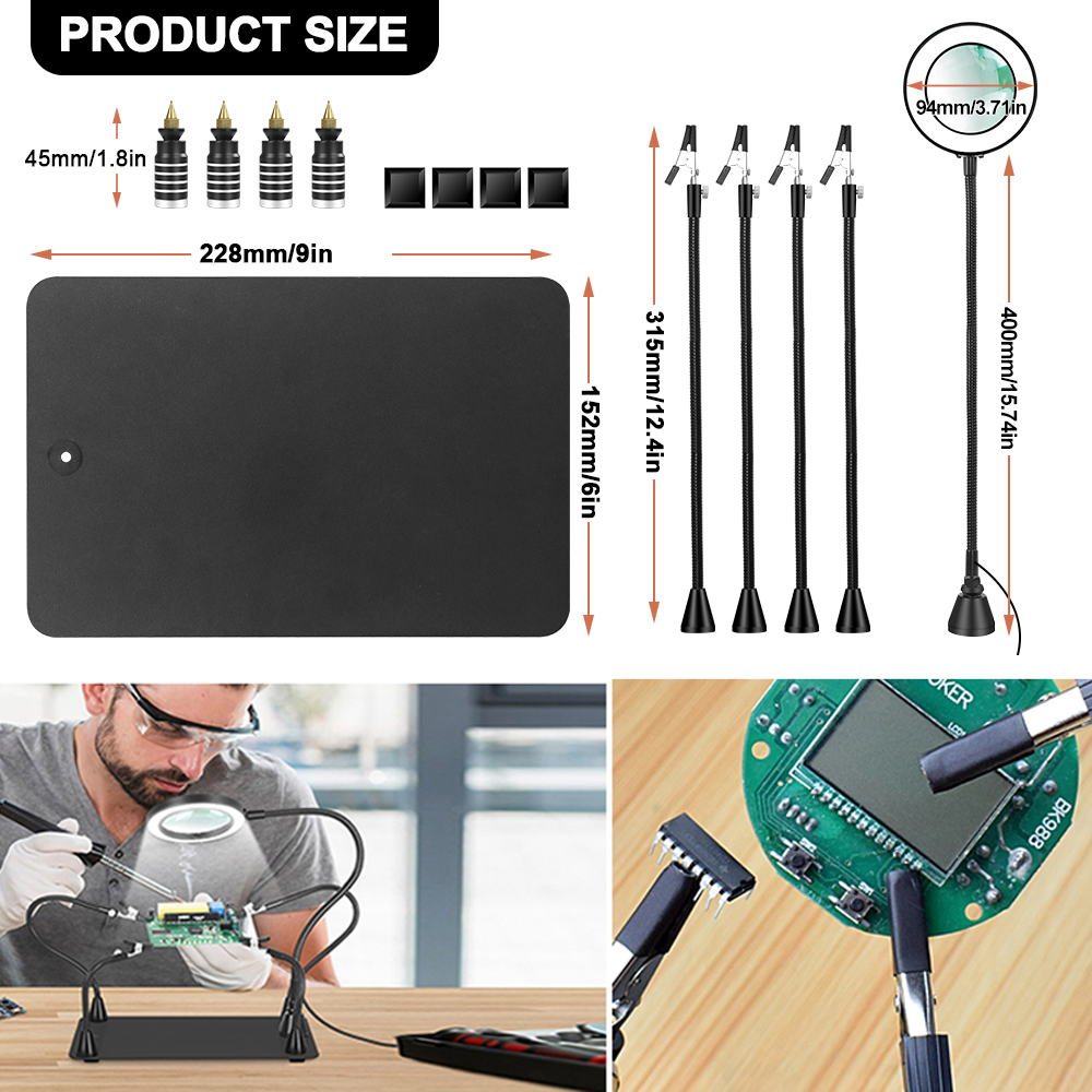 NEWACALOX แม่เหล็กแผงวงจร PCB ผู้ถือแขนยืดหยุ่นบัดกรีที่สามมือเชื่อมสถานีบัดกรีขาตั้งเหล็กซ่อมเครื่องมือ