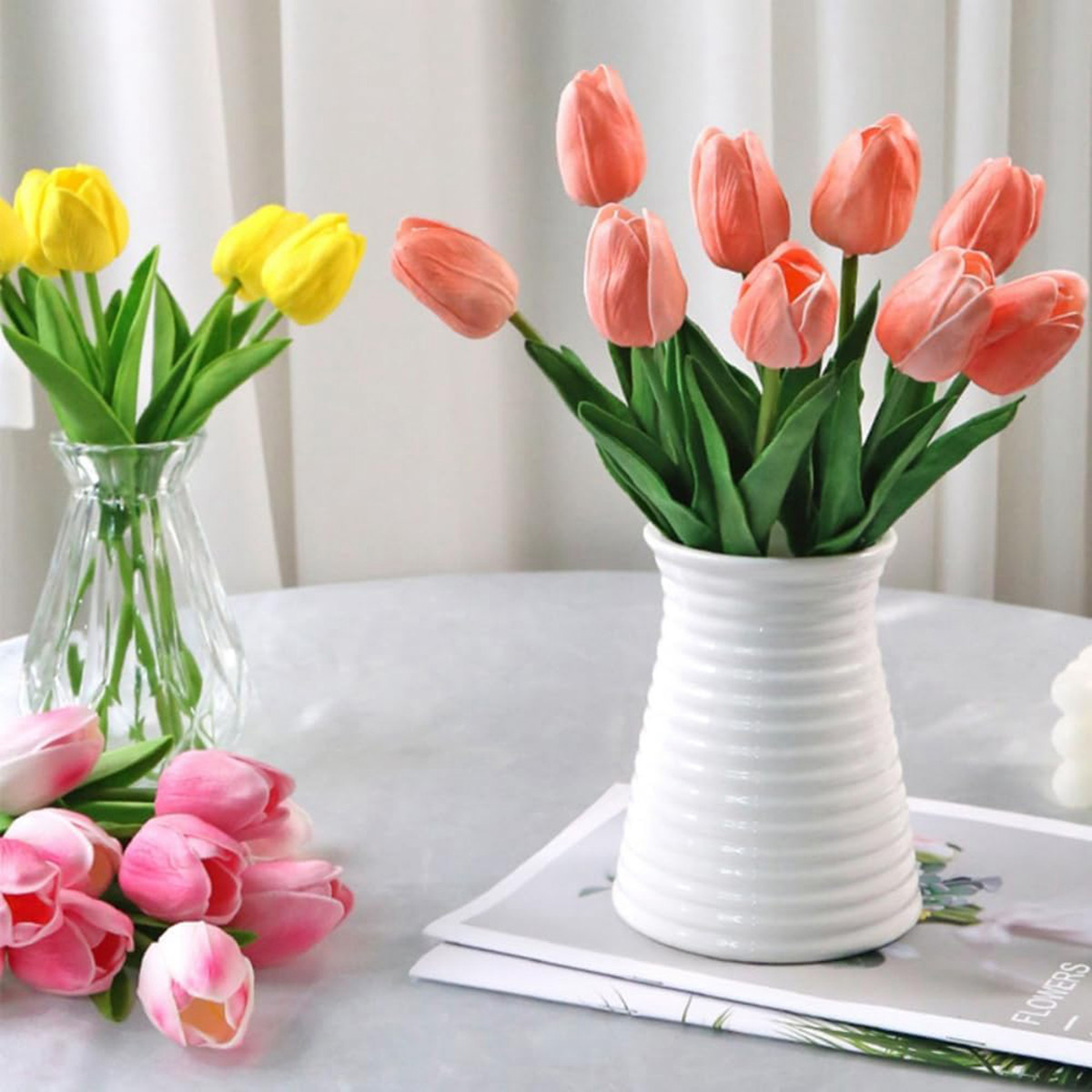 10Pcs Artificial Flower Realistic Touch Tulip for Scrapbooking Vase Home Decor Wedding Garden Arch Garland  Mother's Day Bouquet