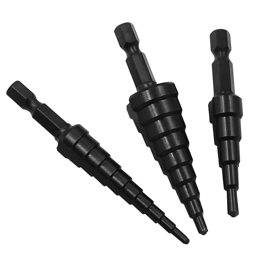 1pc Step Drill Bit Set HSS Steel Nitrogen Coated Spiral Grooved Drill Bits 3-12 4-12 4-20mm Hole Cutter Cone Fast Drill Bit
