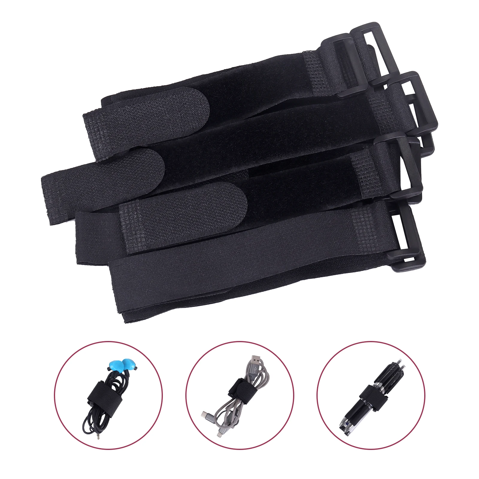 10Pcs Reusable Hook Loop Nylon Straps Reverse Colored Fastening Tape Self Adhesive Cable Ties Wrap Bundle Fixed Ties