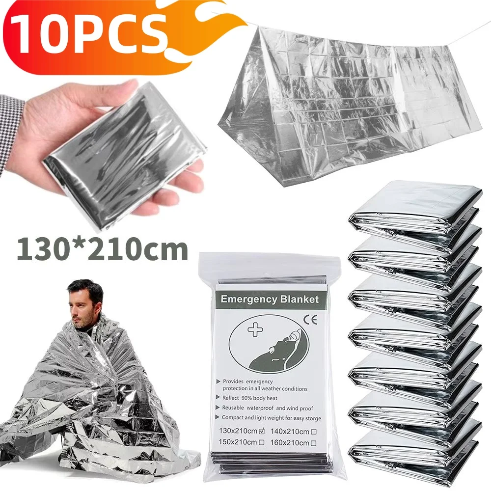 1-10PCS Emergency Mylar Thermische Deken Folie Ruimtedeken Ontworpen voor NASA Body Warmer Outdoor EHBO Camping Wandelen Reizen