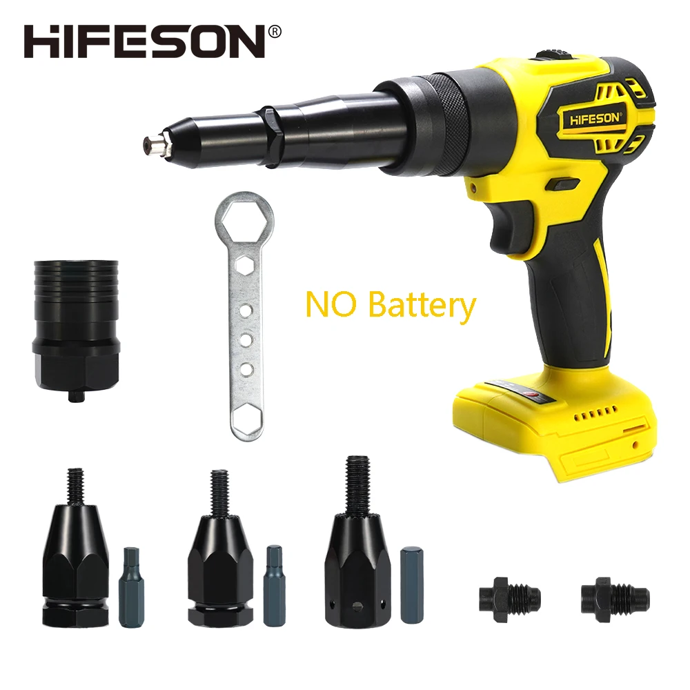 HIFESON バッテリーなし二重使用ブラシレス電動リベット釘ガンドリルインサートリベットナットガン自動リベットツール M3-M12