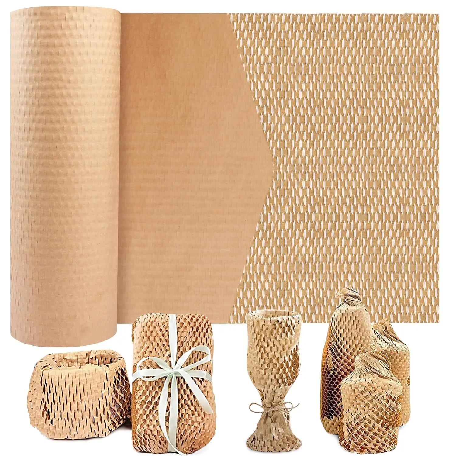 Braunes Waben-Kraftpapier, 30 cm x 5 m, schützende Recycling-Wabenpuffer-Verpackungsrolle, Umweltschutzmaterial