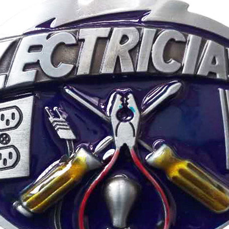 Cheapify Dropshipping แฟชั่น Vintage Celtic Knot Blue Electrician Worker เครื่องมือ Western โลหะผู้ชายเข็มขัดหัวเข็มขัด Western Cowboys