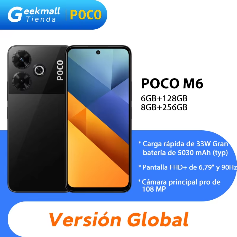 Versão global do smartphone POCO M6 Processador Helio G91-Ultra Bateria grande de 5030mAh Ecrã de 6,79" 90Hz FHD+ Câmara de 108MP Telemóvel